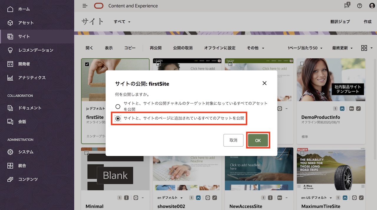 サイトの公開
