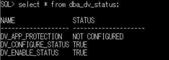 DBA_DV_STATUSで有効化確認
