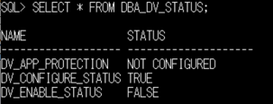 DBA_DV_STATUSで無効化確認