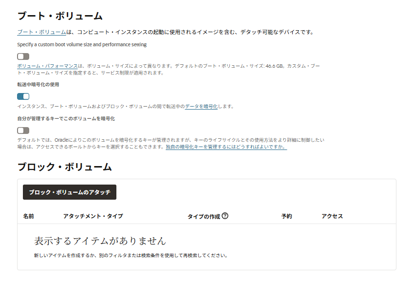 ブート/ブロック・ボリューム